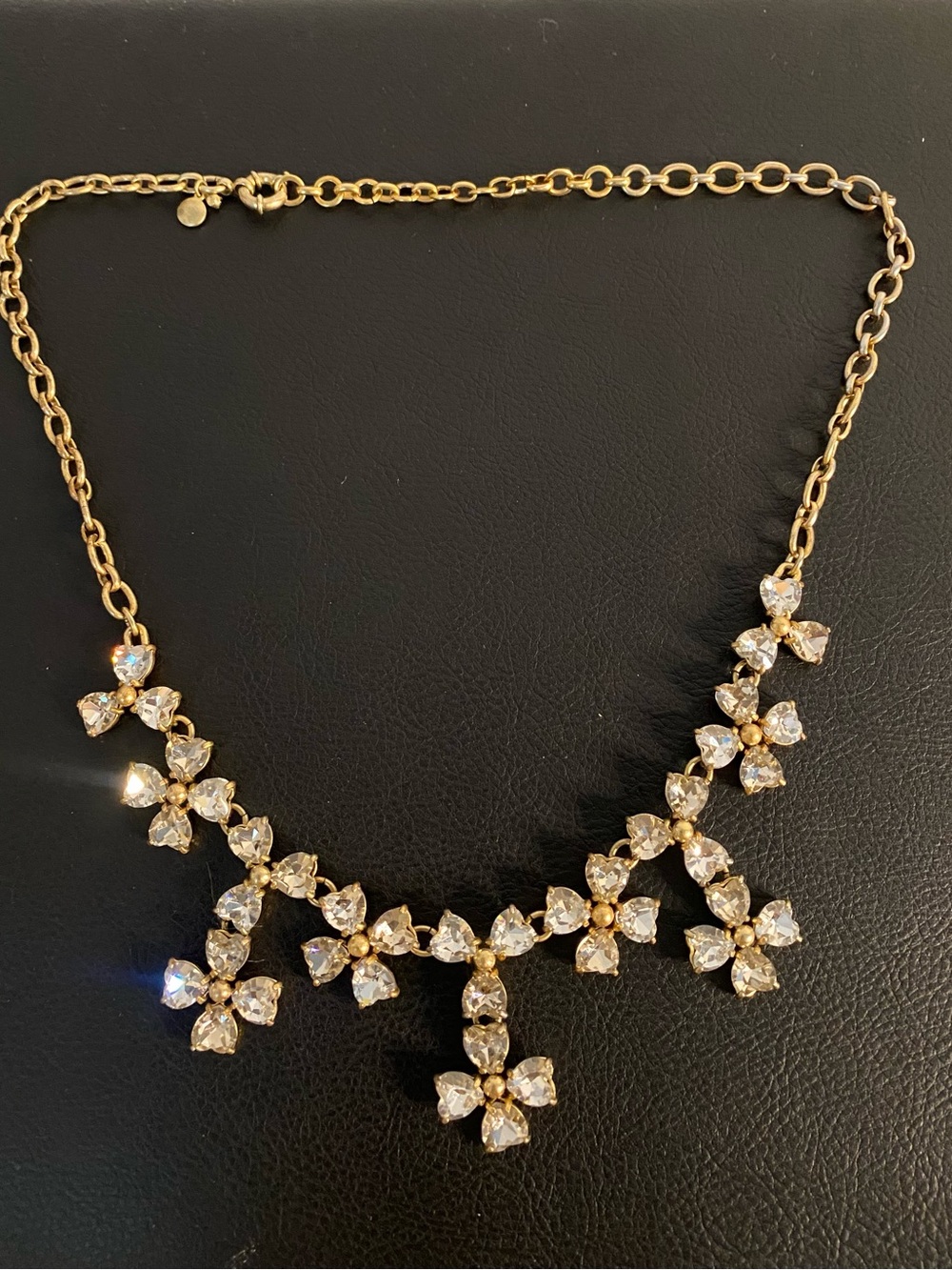 J. Crew Gold and Clear Crystal Floral Bib Necklace - Picture 10 of 11